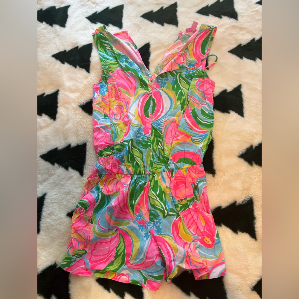 Lilly Pulitzer Pink and Green Floral Romper